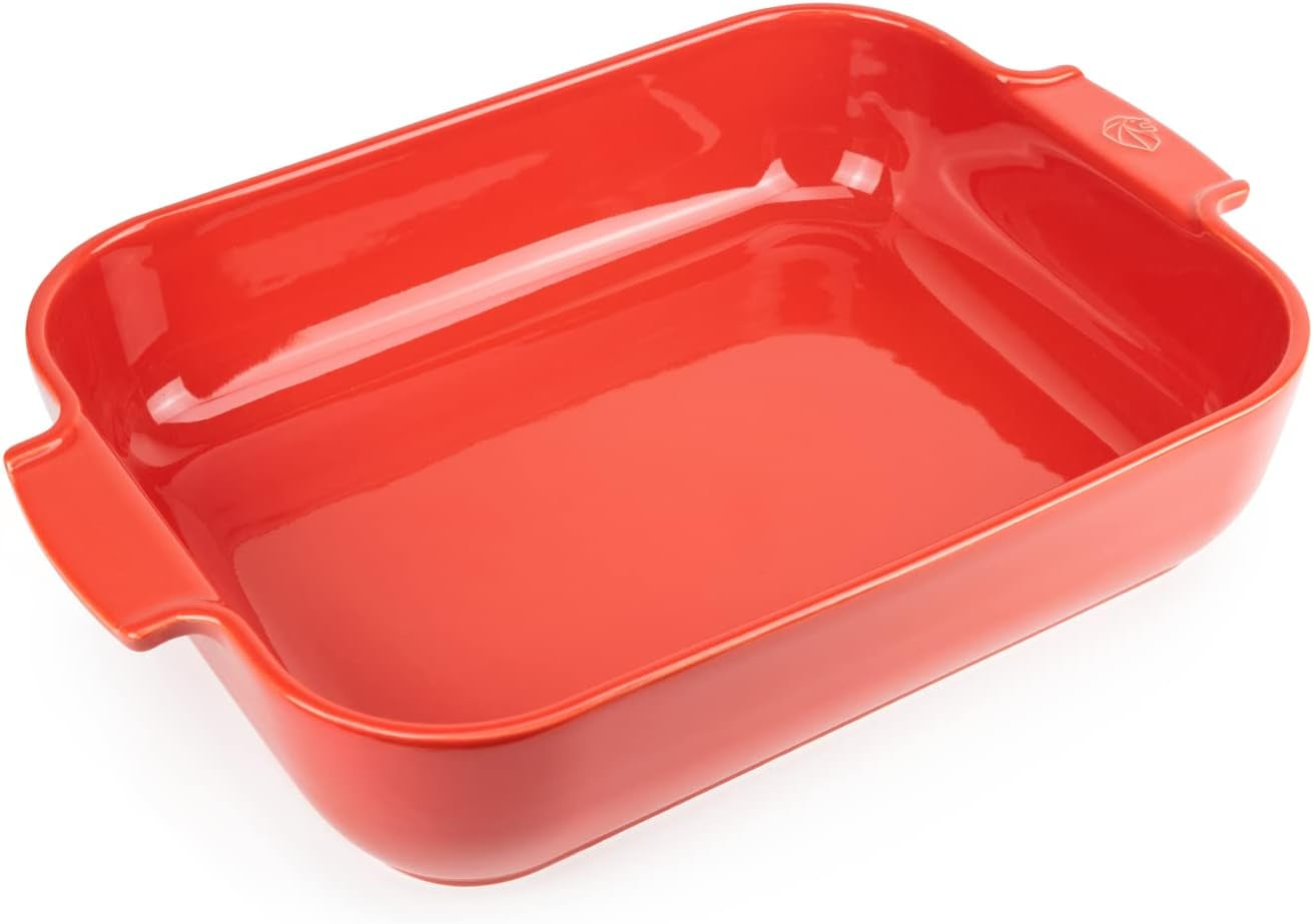 Peugeot Appolia Rechteckige Auflaufform Mit Griffen, Keramik, Schiefer / Grau, 8.3X40.5X27.2 Cm, Fassungsvermögen: Ca. 4 L, 60022 Formen und Backbleche Naty Shop Rot