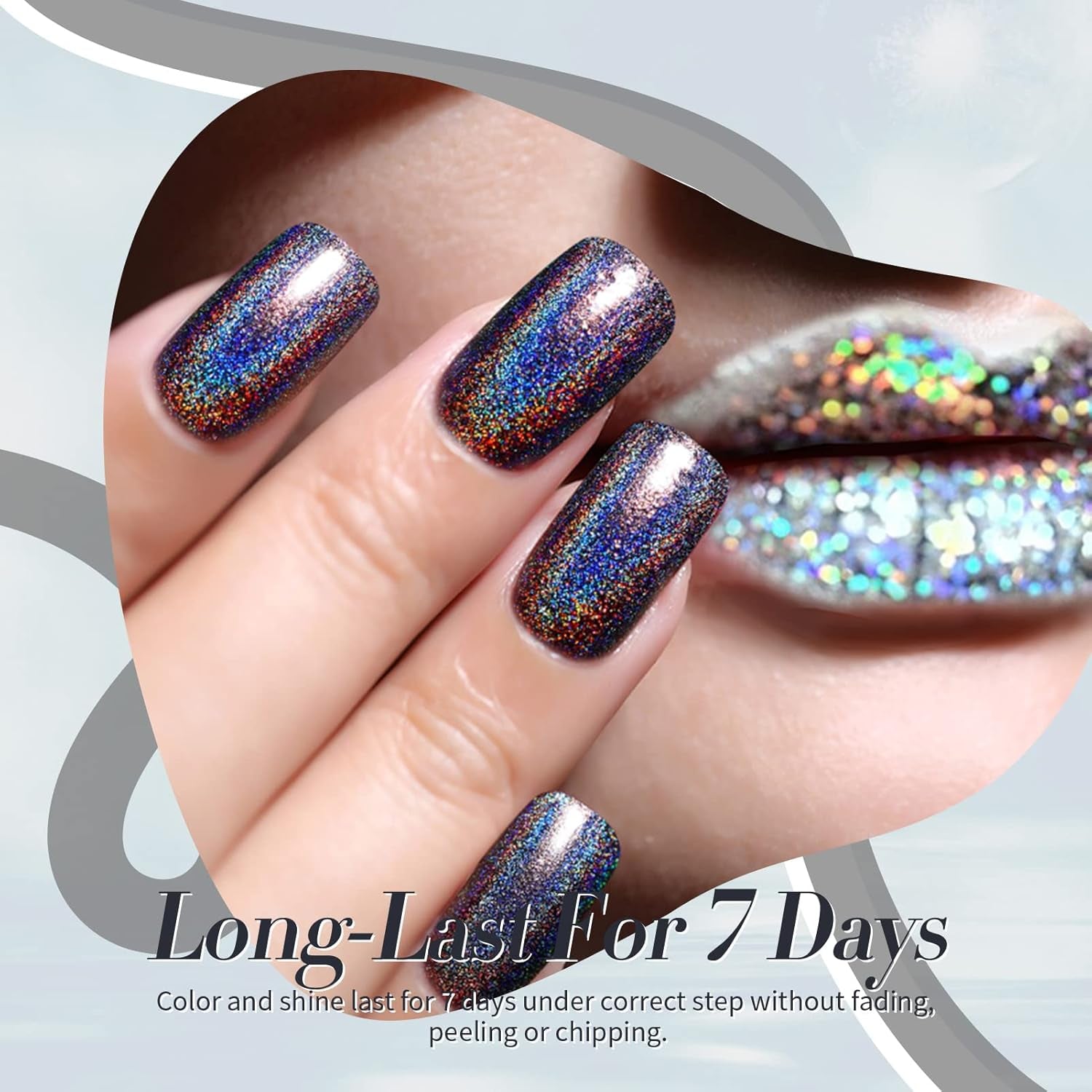 Born Pretty Glitzer-Nagellack, Rainbow Shining Glitter Super Shine Black Nail Art Nagellack