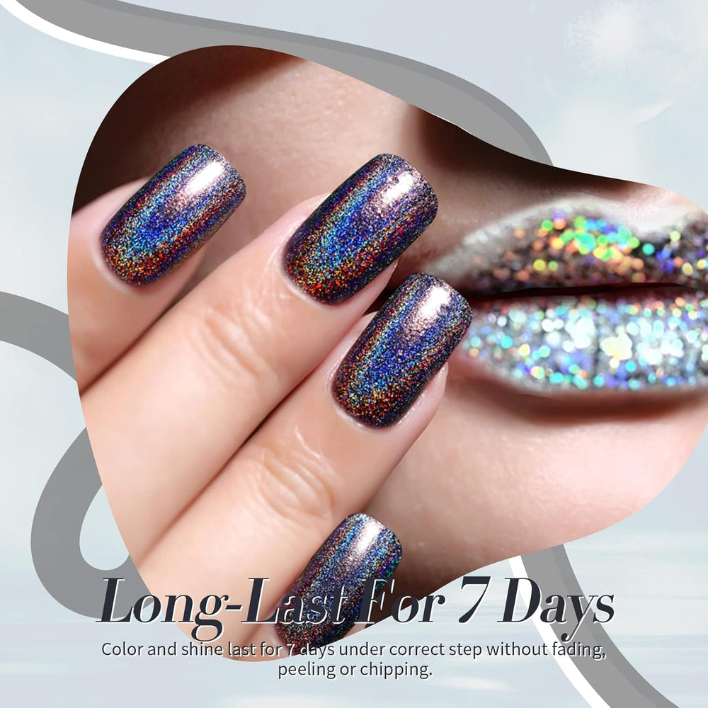 Born Pretty Glitzer-Nagellack, Rainbow Shining Glitter Super Shine Black Nail Art Nagellack