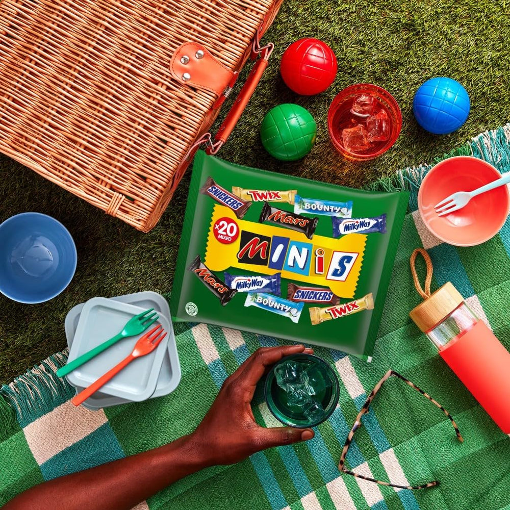 Mini-Mischschokoladen-Großpackung, 20 Mini-Schokoladensnacks (Mars, Snickers, Bounty, Twix, Milky Way), als Süßigkeiten, Schokoladengeschenk, Süßigkeitenbox, 400 g