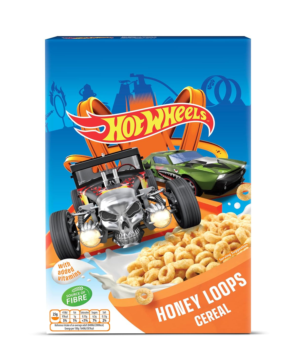 Hot Wheels Honey Loops Knuspriges Vollkorn-Frühstückscerealien mit zusätzlichen Vitaminen, 1 Packung (1 x 375 g)