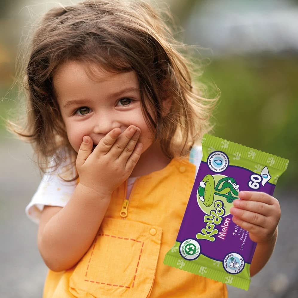 Melon Feuchttücher - Spülbar - Aus 95% Wasser - Parfümfrei - Plastikfrei - Dermatologisch Getestet - Feuchtes Toilettenpapier Aus 100% Pflanzlichem Zellulosematerial - 60 Tücher Naty Shop