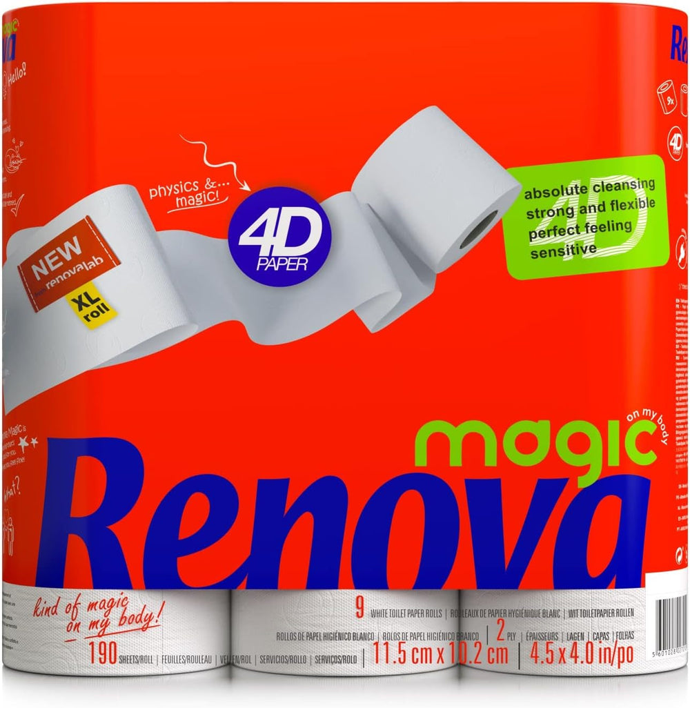 Hârtie igienică Renova, 7 pachete cu 9 role - 63 de role în total