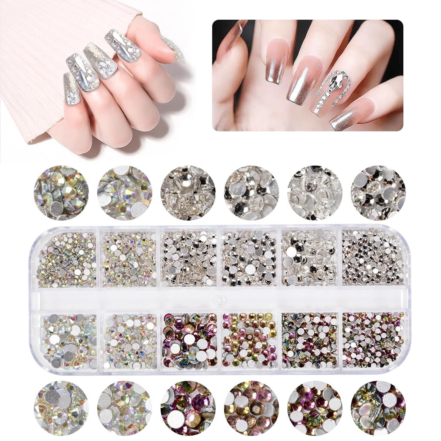 5600 Stück Strasssteine Nägel Nail Art,36 Farben Glitzersteine, Dekorationen Nagelsteine Für Nagelkunst, Einschließlich Wachsstift Für Strasssteine Und Strass-Picker