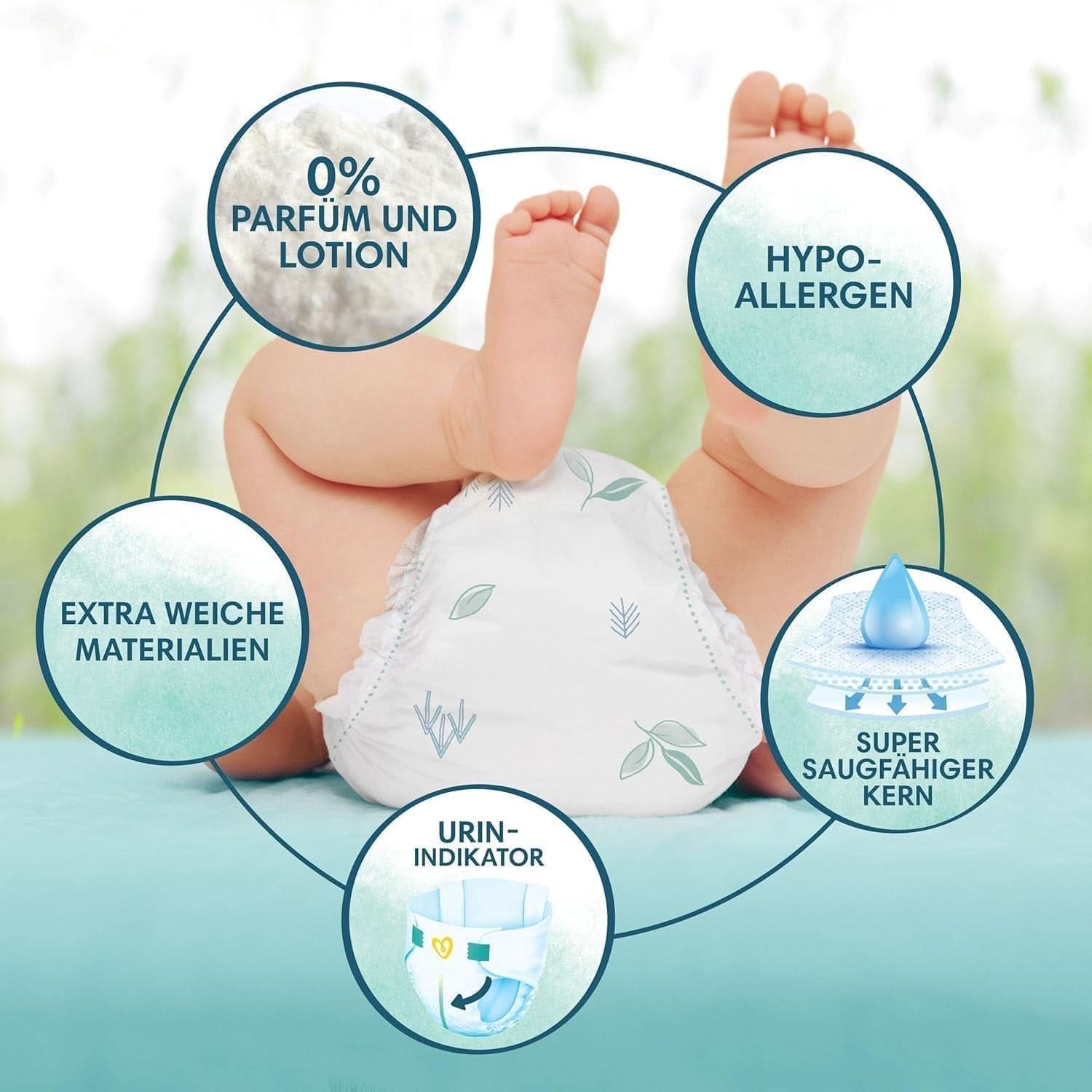 Pampers Babywindeln Größe 2 (4–8 kg) Harmony, Sparpack mit doppelter Monatsbox, sanftem Hautschutz und pflanzlichen Inhaltsstoffen, 408 Stück. Mutter und Baby Naty Shop