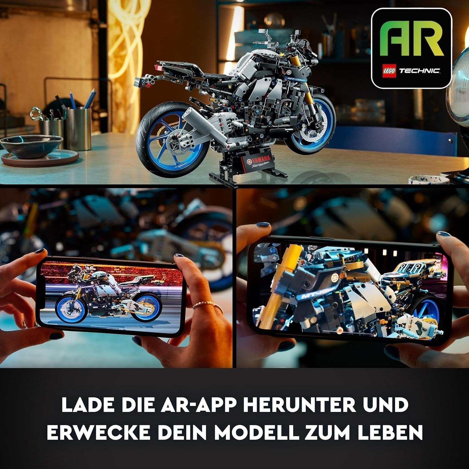 LEGO 42159 Technic Yamaha MT-10 SP Motorrad-Modellbausatz für Erwachsene, authentisches Fahrzeugmodell mit 4-Zylinder-Motor, funktionsfähiger Lenkung und Ar-App, Geschenk für Männer und Frauen. Bausätze Besuchen Sie den LEGO-Store