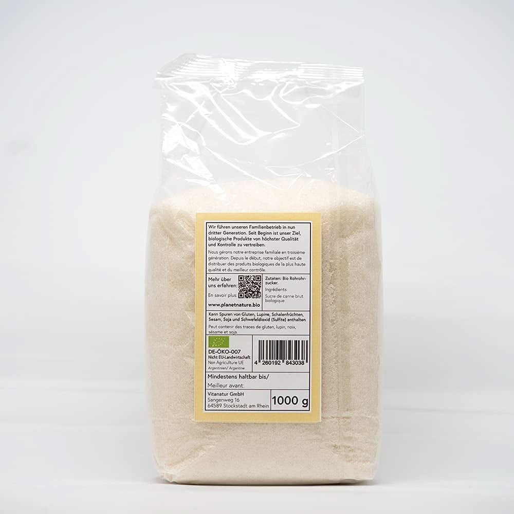 Roher Bio-Rohrzucker, 1 kg Süßstoffe Naty Shop