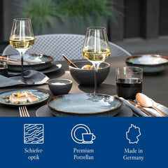 Villeroy & Boch – Manufacture Rock Starter-Set 6 Teilig Schwarz, Spülmaschinenfest, Mikrowellensicher, Geschirr Set Schwarz Matt, Tafelservice, Essgeschirr, Premium Porzellan Seturi vesela masa Naty Shop