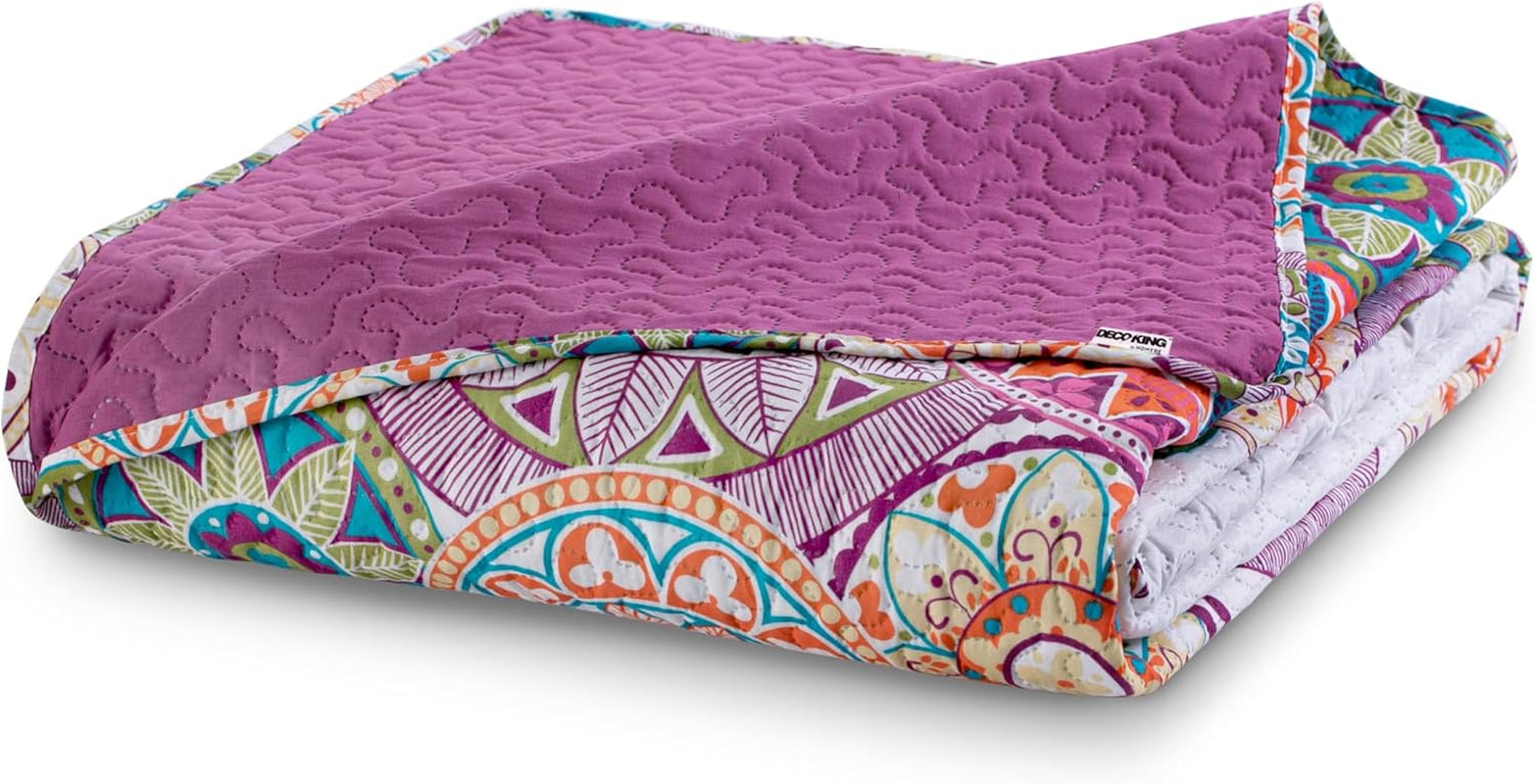 Decoking 12222 Cuvertură de pat 200X220 Cm Roz Violet Alb Colorat Antracit Cuvertură de pat Două fețe Colorat Roz Alb Violet Quilting Bibi Paturi si Cuverturi Besuche den DecoKing-Store