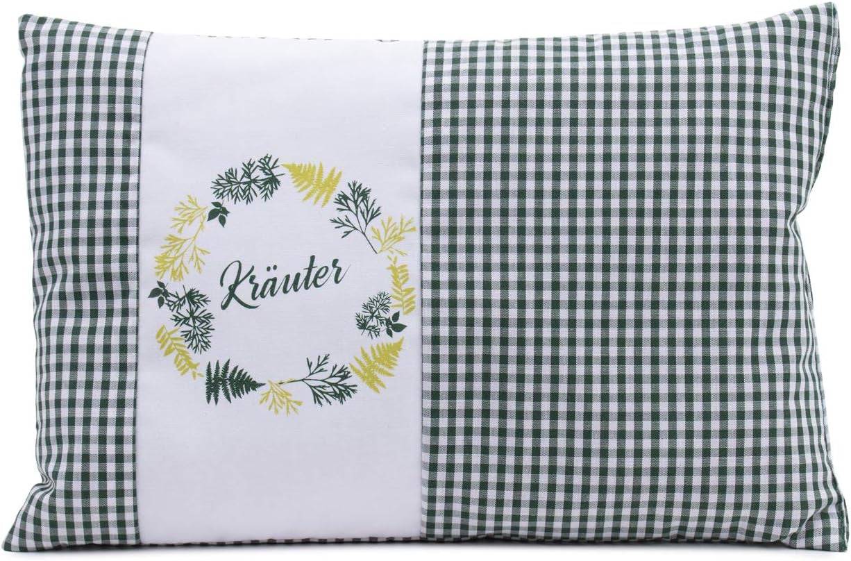 Gözze - Pernă parfumată cu ierburi, umplutură din amestec de ierburi 200G, capac din bumbac 100%, 30 X 20 Cm - Verde carouri Perne standard Naty Shop Verde în carouri