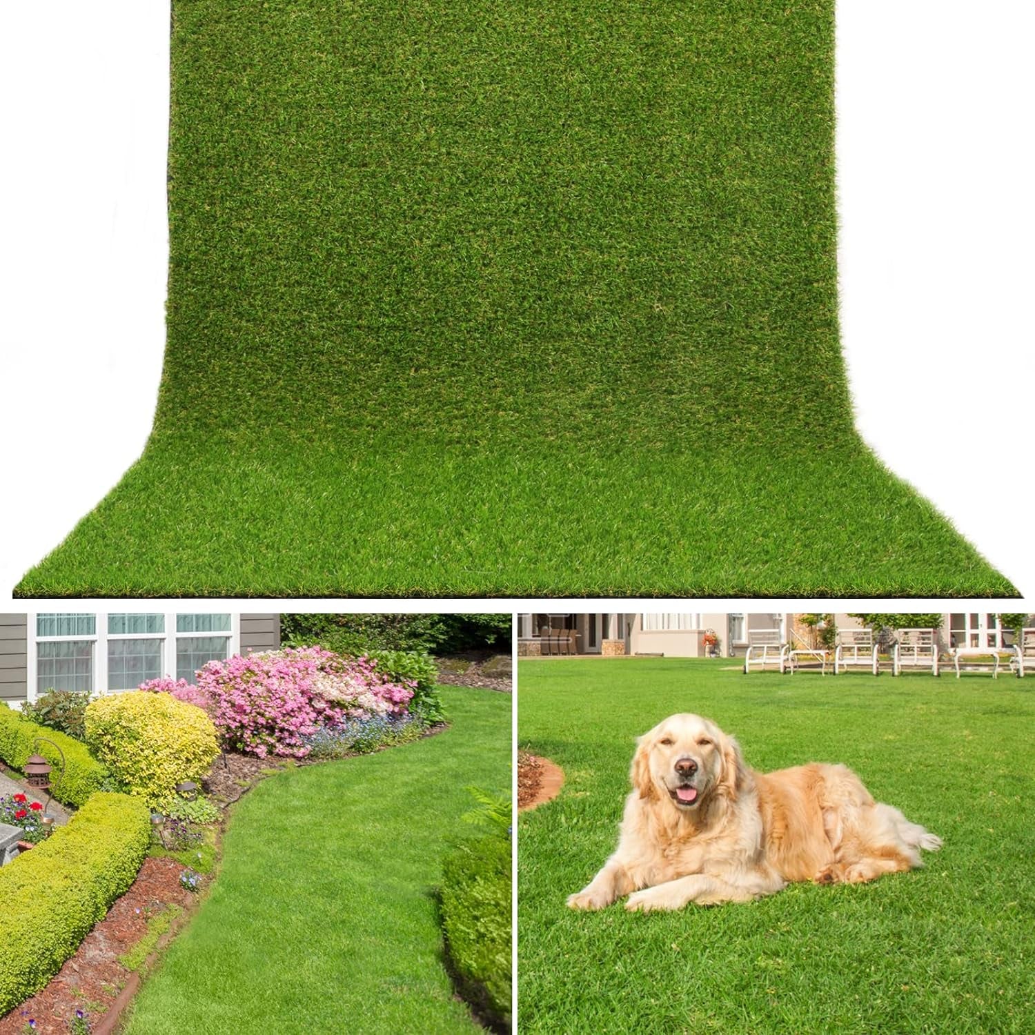 AYOHA Kunstrasen, Künstlicher Rasen, Realistischer Kunstrasen, Dicker Rasen, Haustierrasen, Astroturf-Teppich, Teppich Für Innen- Und Außenbereich, Landschaft, Balkon, Terrasse, Dekoration, Leicht Zu