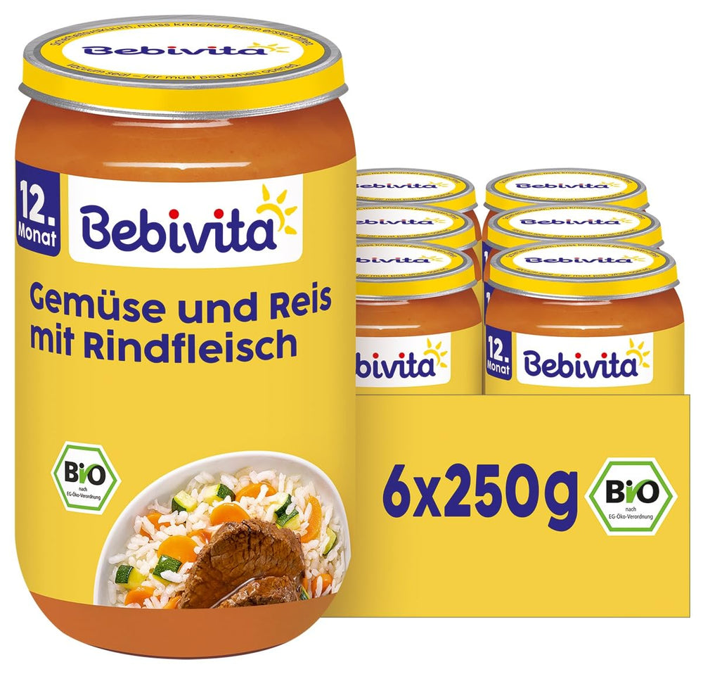 Mahlzeiten ab 12 Monaten: Reis mit Gemüse und Rindfleisch, 250g, 6er Pack (6 x 250g)