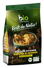 Biozentrale Bulgur im Tablett mit Gemüse und Ingwer | 200 g perfekt für eine schnelle Mahlzeit zum Mitnehmen | Quelle für veganes Protein | einfach zuzubereiten