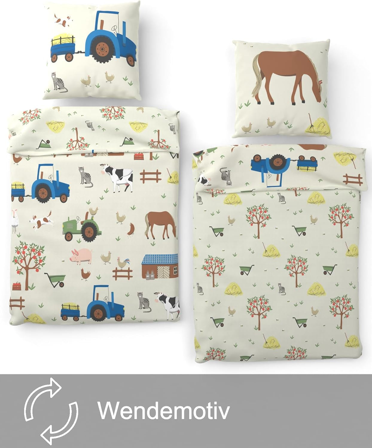 Skybrands Kinder Bettwäsche Tiere 135X200 Bauernhof Kinderbettwäsche Bagger Traktor Baumwolle Kinderbettwäsche 2Tgl. Für Jungen und Mädchen Naty Shop