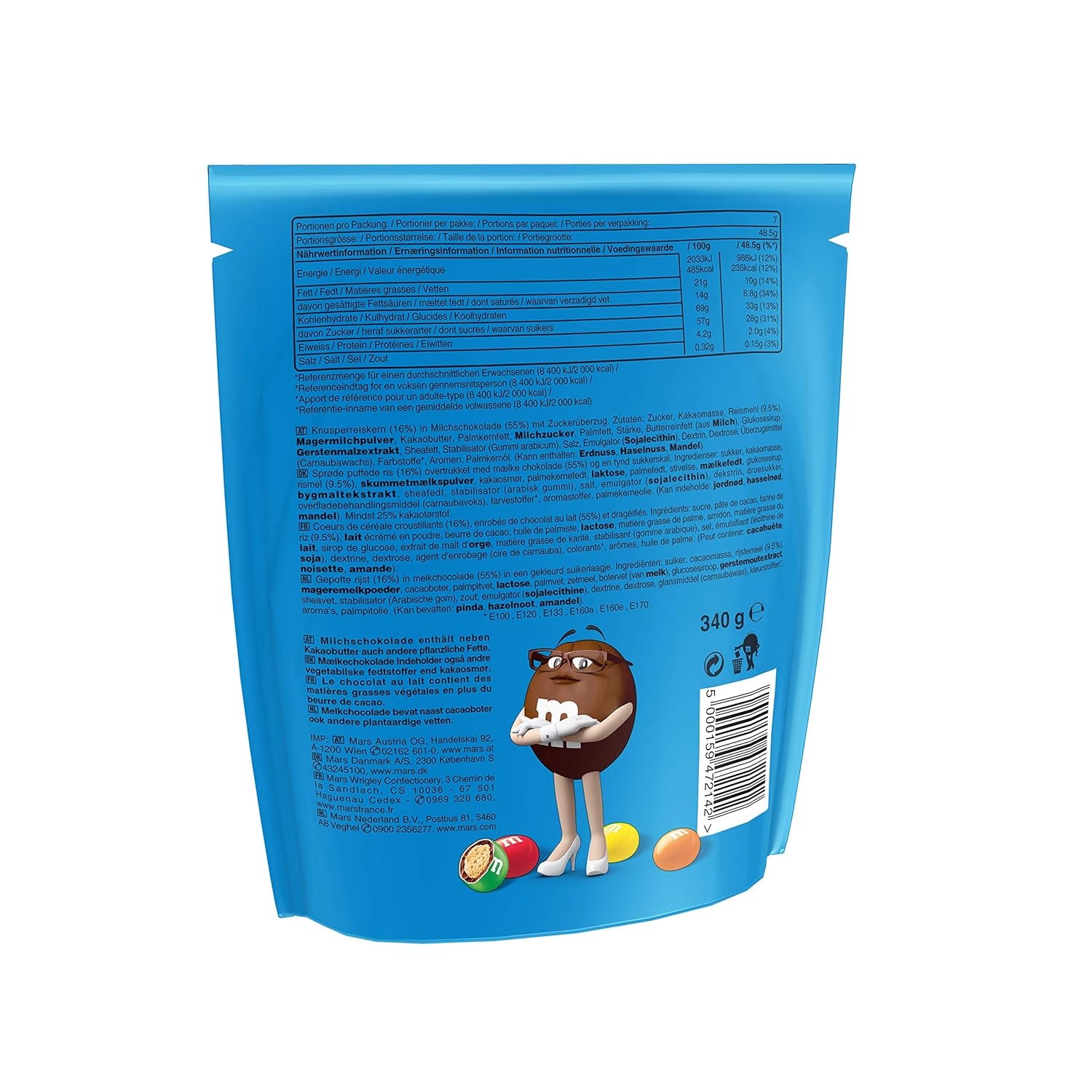 M&M'S Crispy, Chocolate Crispy Lentils and Crispy Center, Schokolade, 1 Packung (1 x 340 g) (2er-Pack)