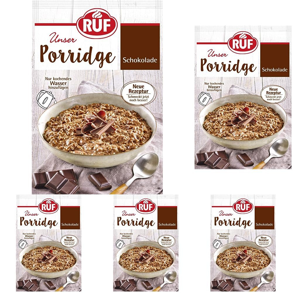 RUF Instant-Haferflocken mit Erdbeeren und Vanille, eine Sommermahlzeit mit Hafer, in 3 Minuten fertig, 1 Beutel x 65 g