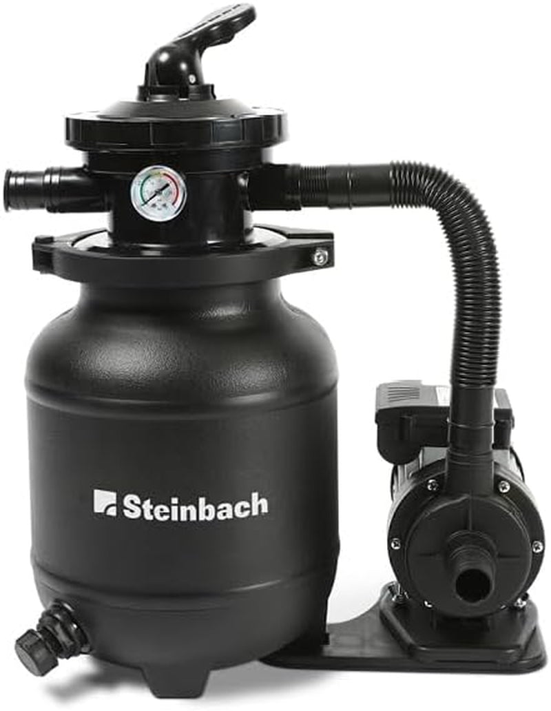 Steinbach Comfort 75 Filtersystem – 040100 – Selbstansaugende Pumpe für Pools bis 40.000 l – Mit Vorfilter, Manometer, Timer und LED-Anzeige – Inklusive speziellem INTEX 2"-Adapter