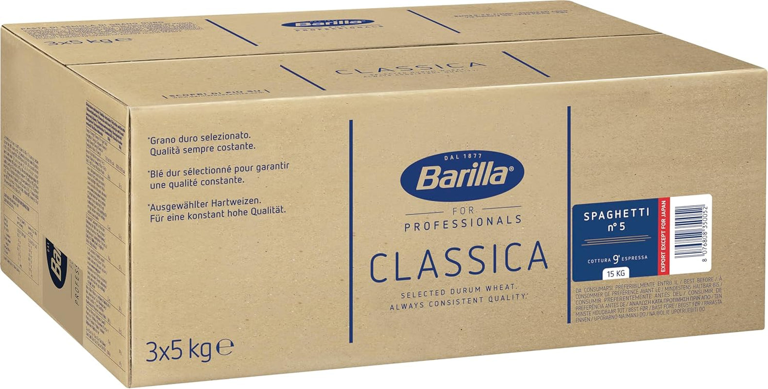 Barilla Hartweizen-Spaghetti-Nudeln Nr. 5 – 1er-Packung (1x5kg)
