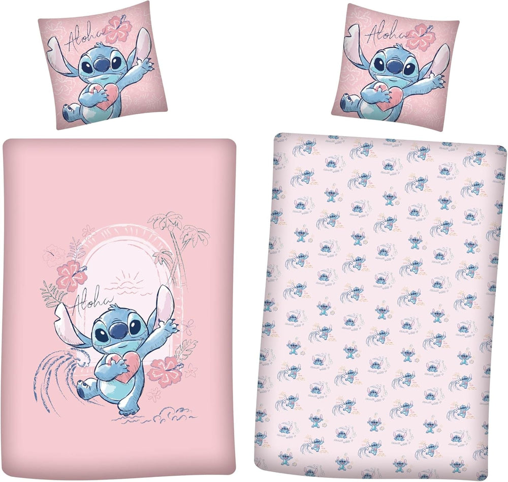 Stitch Aloha Wende-Bettwäsche-Set, Mädchen-Bettwäsche, Bettwäsche aus 100 % Baumwolle – Kids Naty Shop