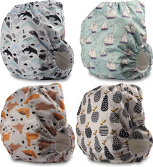 Littles and Bloomz FLP2-0406 Wiederverwendbare Standard-Clip-Windel, 4 Windeln