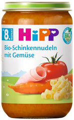 HiPP Bio-Schinkennudeln mit Gemüse (6 x 220g), Menü für Babys ab dem 8. Monat, ohne Salzzusatz, mit Omega-3, in bester Bio-Qualität