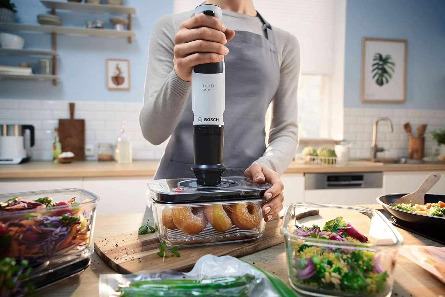 , Stabmixer, Ergomaster Serie 4, 800-Watt-Motor, Geschwindigkeitsregler, Quattroblade Kitchen Naty Shop