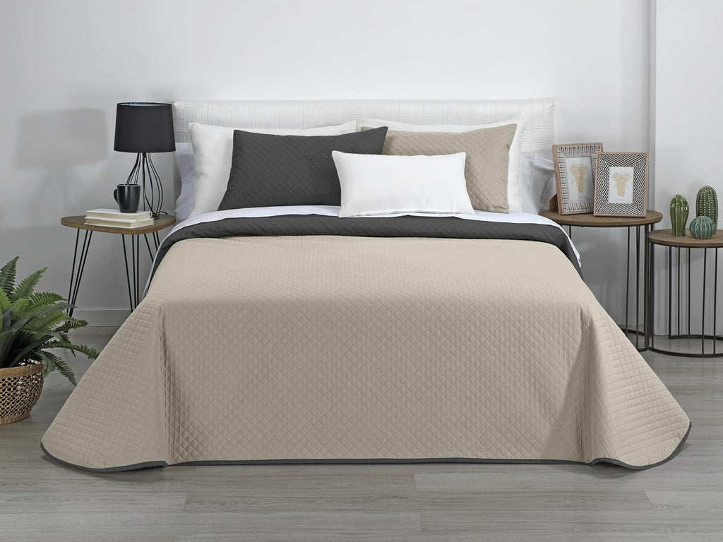 Estoralis | AVA | Plapumă Reversibilă | Pentru Toate Anotimpurile | Culoare - Gri/Antracit | Pentru pat de 105 Cm. (200 X 270 Cm. Ancho X Alto) | Cuvertură cu matlasare Plapumi si pilote Naty Shop