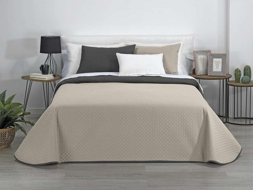 Estoralis | AVA | Wende-Boutique-Steppdecke | Für alle Jahreszeiten | Farbe - Grau/Anthrazit | Für Bett 80/90 cm. Bett. (180 x 270 cm. Ancho X Alto) | Steppdecke Steppdecken und Steppdecken Naty Shop