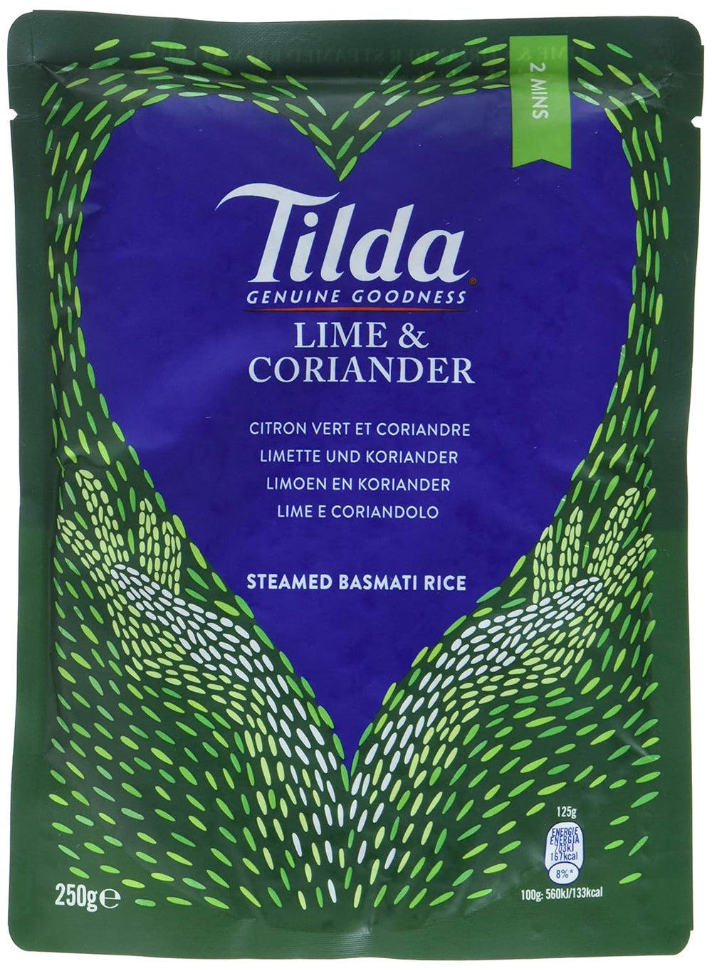 TILDA Gedämpfter Basmatireis mit Limette und Koriander für die Mikrowelle, 250 g