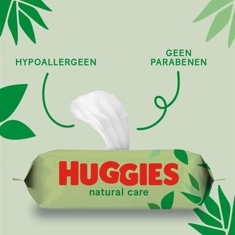 Huggies® Natural Care Baby Wipes, 10 x 56 Șervețele, fabricate din fibre de îngrijire a pielii pentru o piele sănătoasă, îmbogățite cu Aloe Vera Servetele Umede Bebelusi Naty Shop