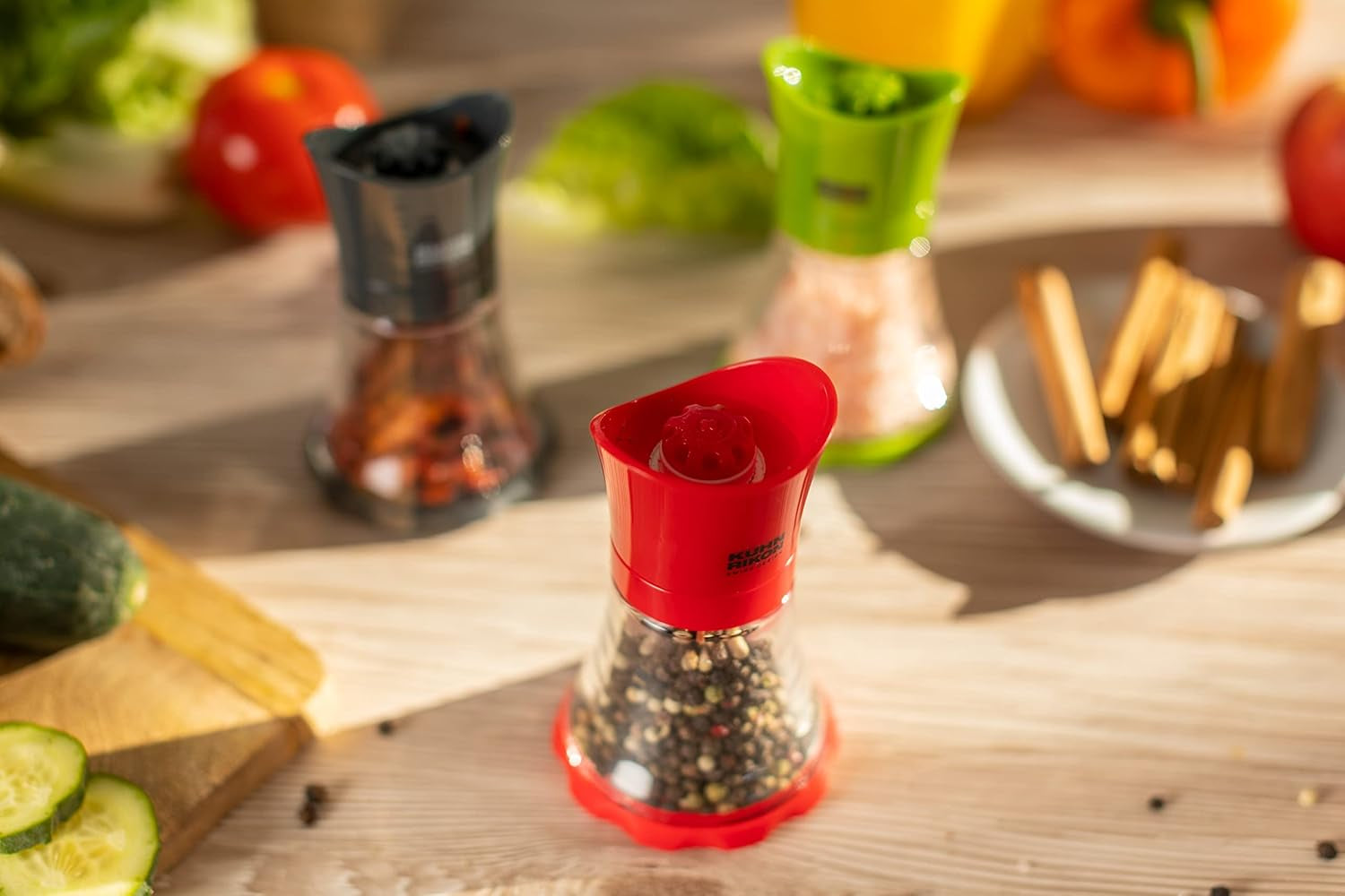 KUHN RIKON Gewürzmühle Mini (grün), Kunststoff, 12 x 12 x 8 cm Mühlen und Hobel Naty Shop