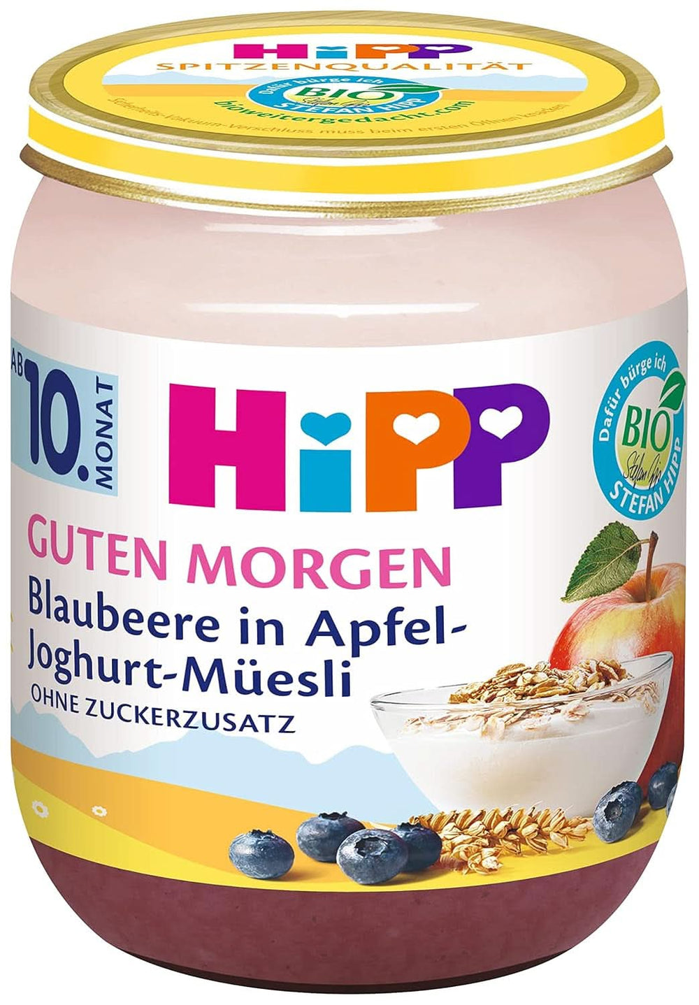 Hipp Bio Guten Morgen, Heidelbeer-Apfel-Joghurt-Müsli, 6 x 160 Gramm Mutter und Kind Naty Shop