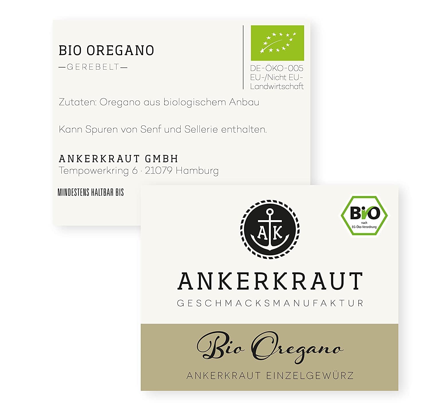 Ankerkraut BIO Oregano, gerebeltes Küchen-Kraut, 15 g im Korkglas, Bio-Qualität zum selber Sürzen, Gewürz mediterrane Küche für Pizza & Pasta
