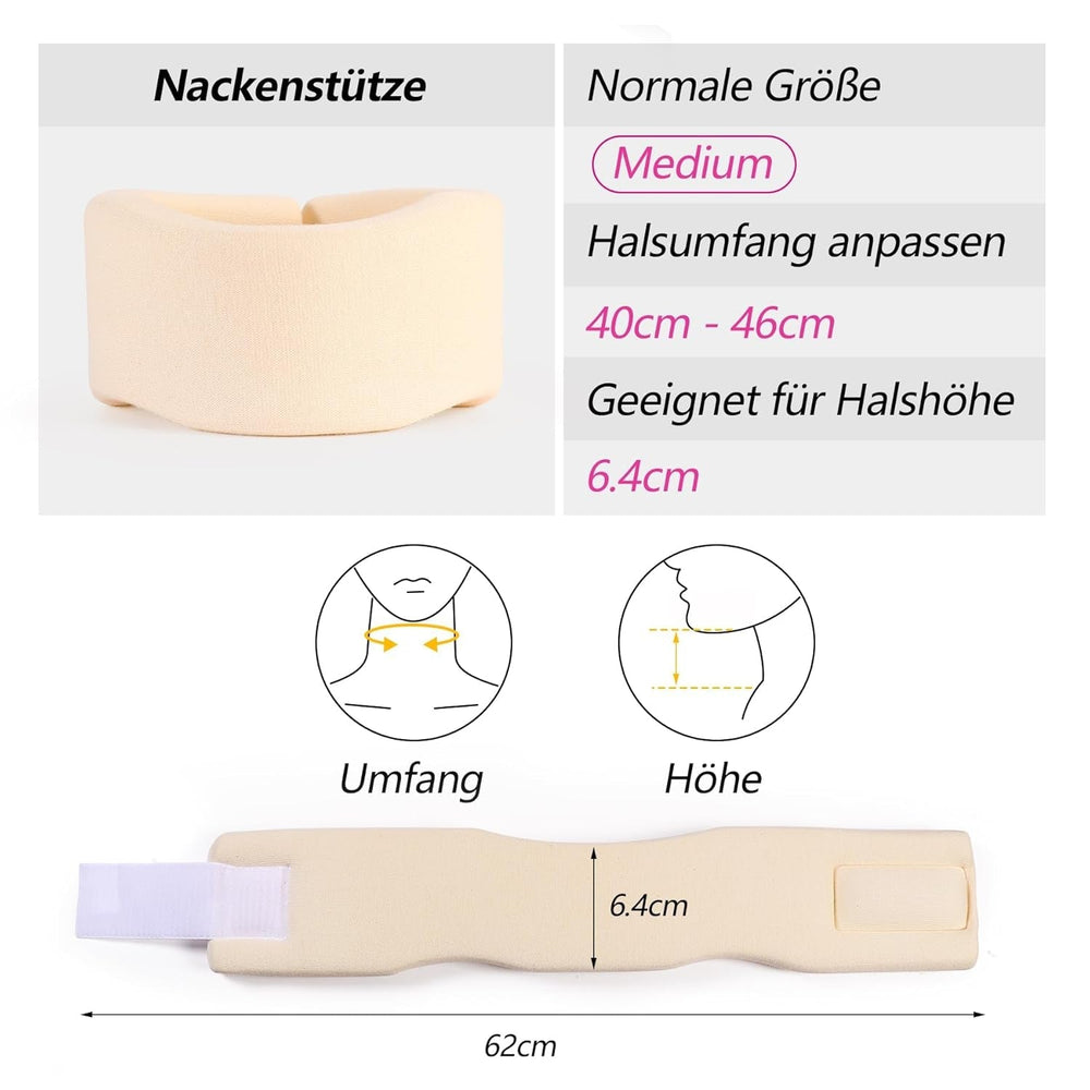 RESTCLOUD Suport pentru gât fabricat din spumă moale, colier universal, suport reglabil pentru gât pentru somn - ameliorează durerea de gât (alb, 6,4 cm guler adânc, M) Perne ortopedice cervicale Naty Shop