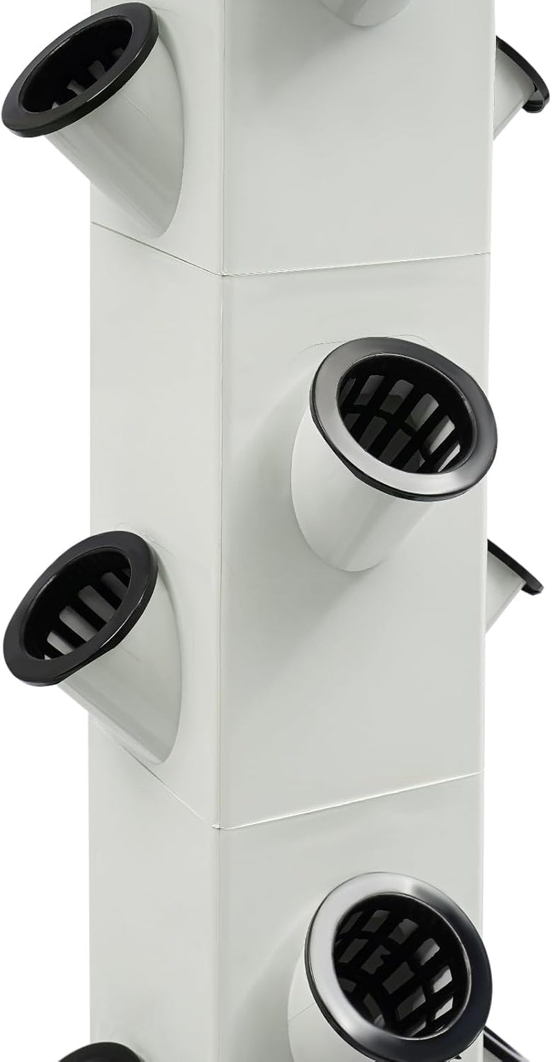 56 Löcher, 7 Etagen, Hydrokultursystem, erdloses Wachstumssystem, Wachstumsset, Aeroponic Tower, Hydrokultur-Wachstumssystem mit Trinkpumpe, Timer-Adapter, Wachstumsbett und Netztopf