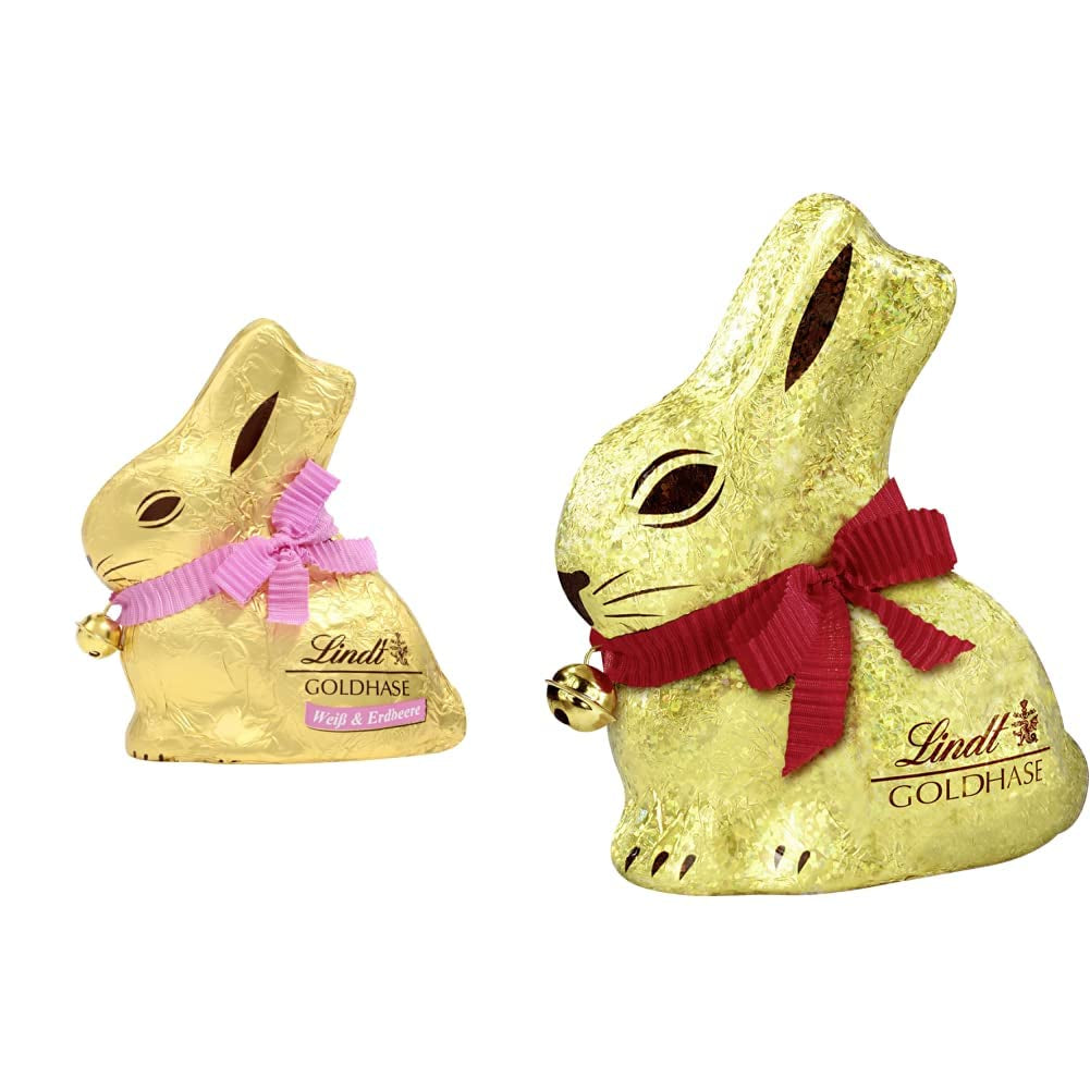 GOLDENER HASE mit Schokolade | 100 g DER GOLDENE HASE | Premium Weiße Schokolade und GOLDEN BUNNY Glamour Gold Edition Schokolade | 100 g DER GOLDENE HASE