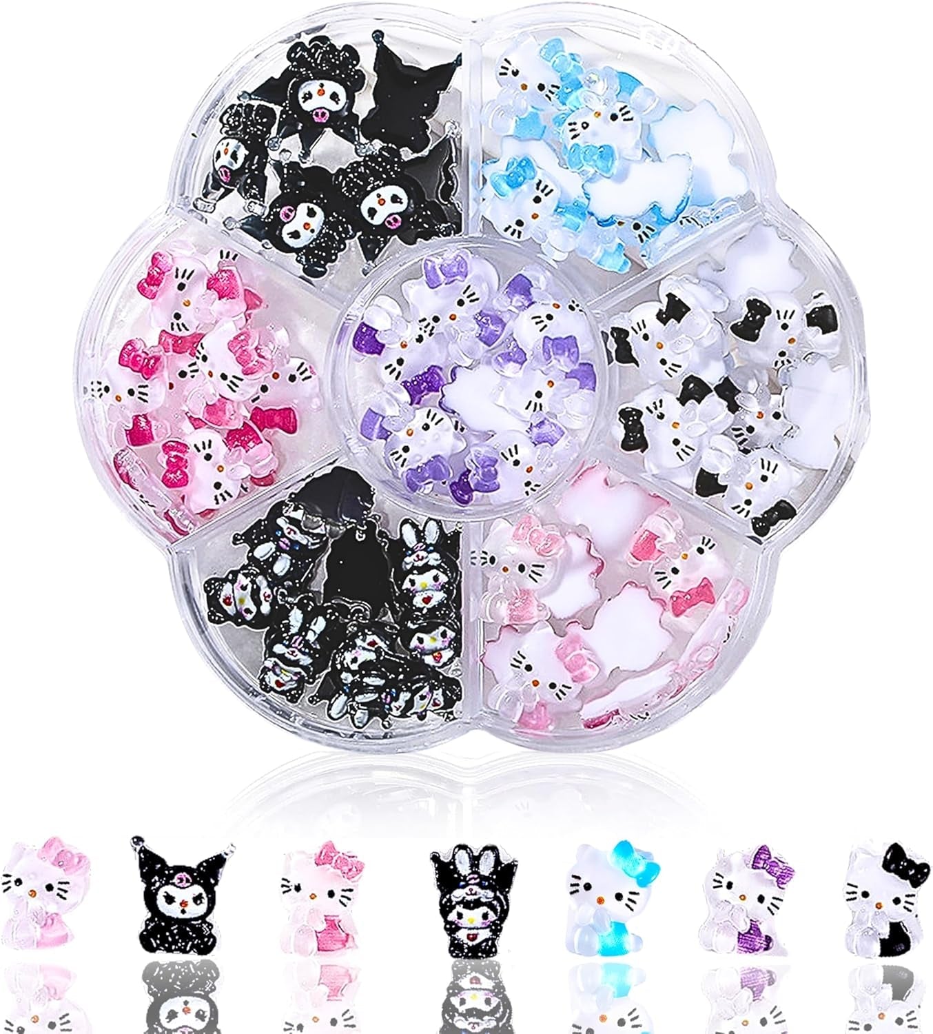 Talisoane 3D pentru unghii cu pisici, sclipici pentru unghii, paiete, talisoane pentru unghii din rășină, pietre prețioase pentru unghii, diamante pentru nail art, inclusiv stick de ceară pentru unghii cu strasuri (pisică colorată)