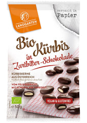 Landgarten Bio-Kürbiskerne in dunkler Schokolade – Veganer gerösteter Kürbiskern-Schokoladensnack – Magnesiumquelle – 1 x 50 g