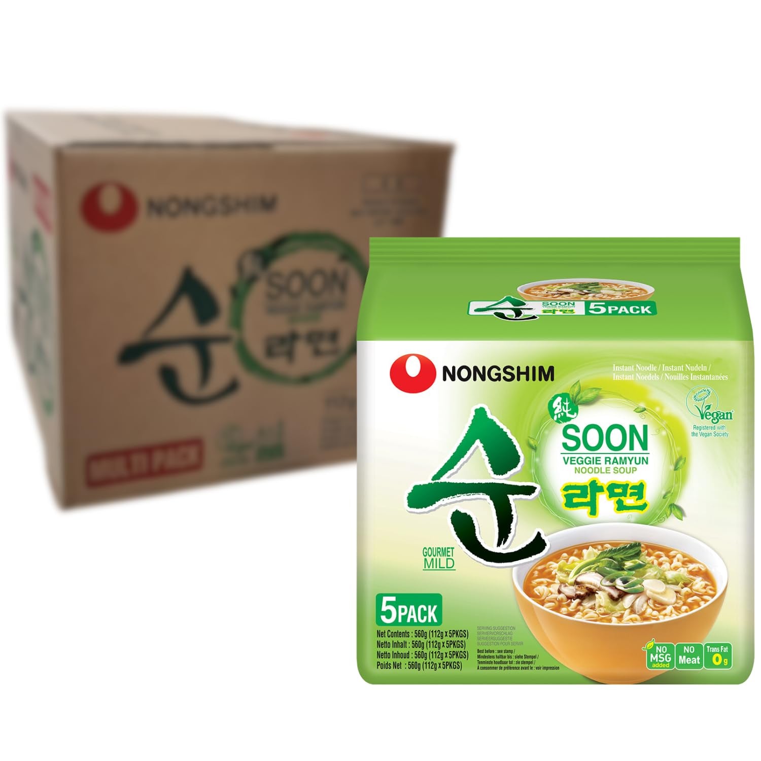 Nong Shim - Instant Cup Nudeln Soup Soon Veggie - Multipack (12 X 67 GR)