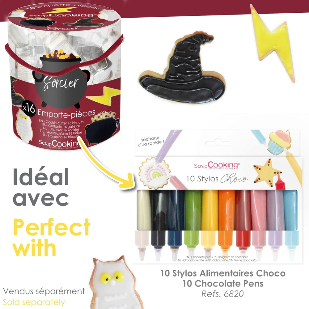 ScrapCooking – Găleată cu 16 Forme Magiciene pentru Biscuiți – Forme Metalice pentru Biscuiți – Forme pentru Torturi Mici – Magie, Idee de Cadou pentru Coacere, Zi de Naștere Magică – 2029, Metalice