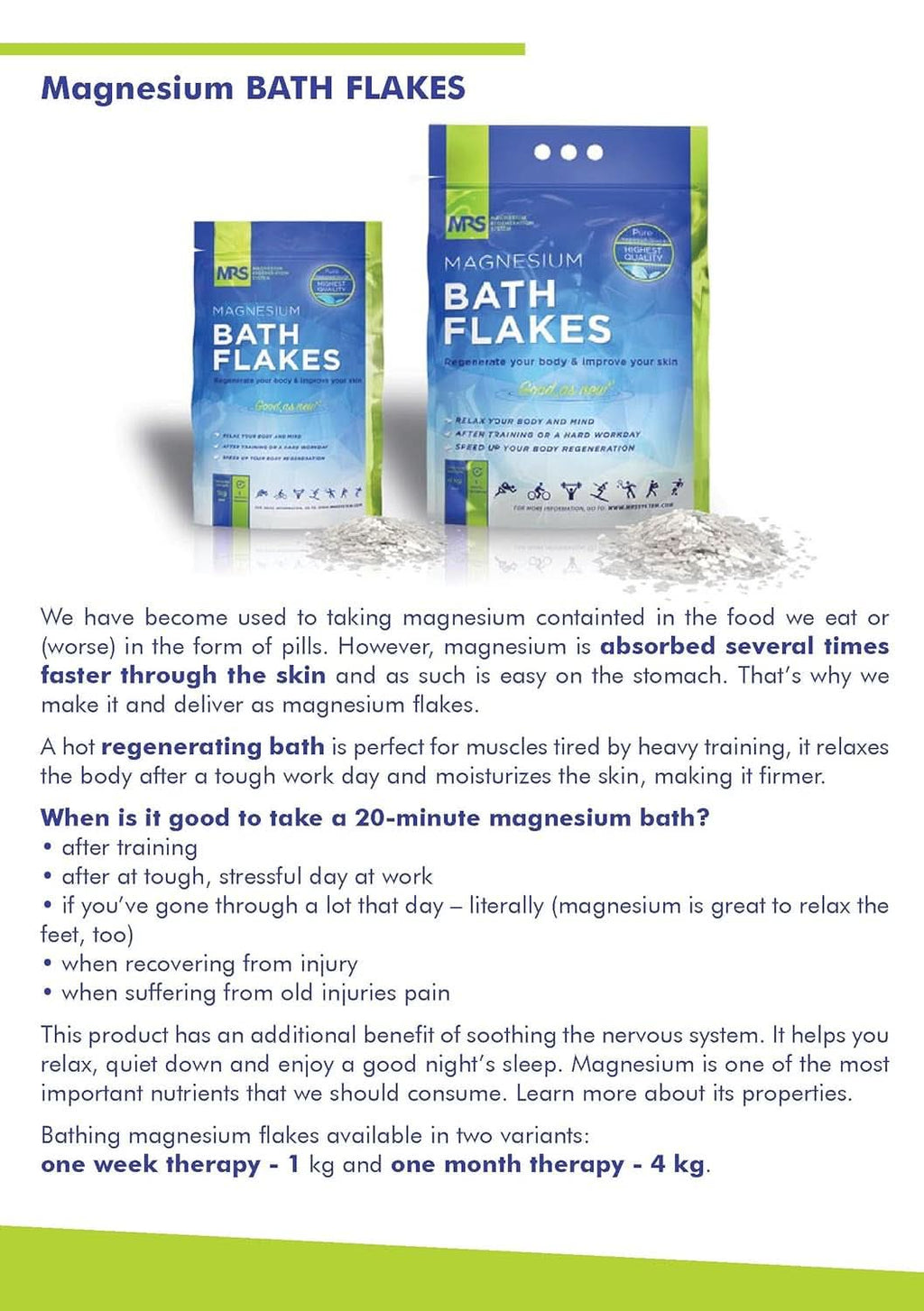 MRS fulgi de clorură de magneziu 100% naturali - săruri de baie ideale pentru o baie de picioare, baie completă și împotriva deficienței de magneziu - 4 Kg Duș și baie Naty Shop
