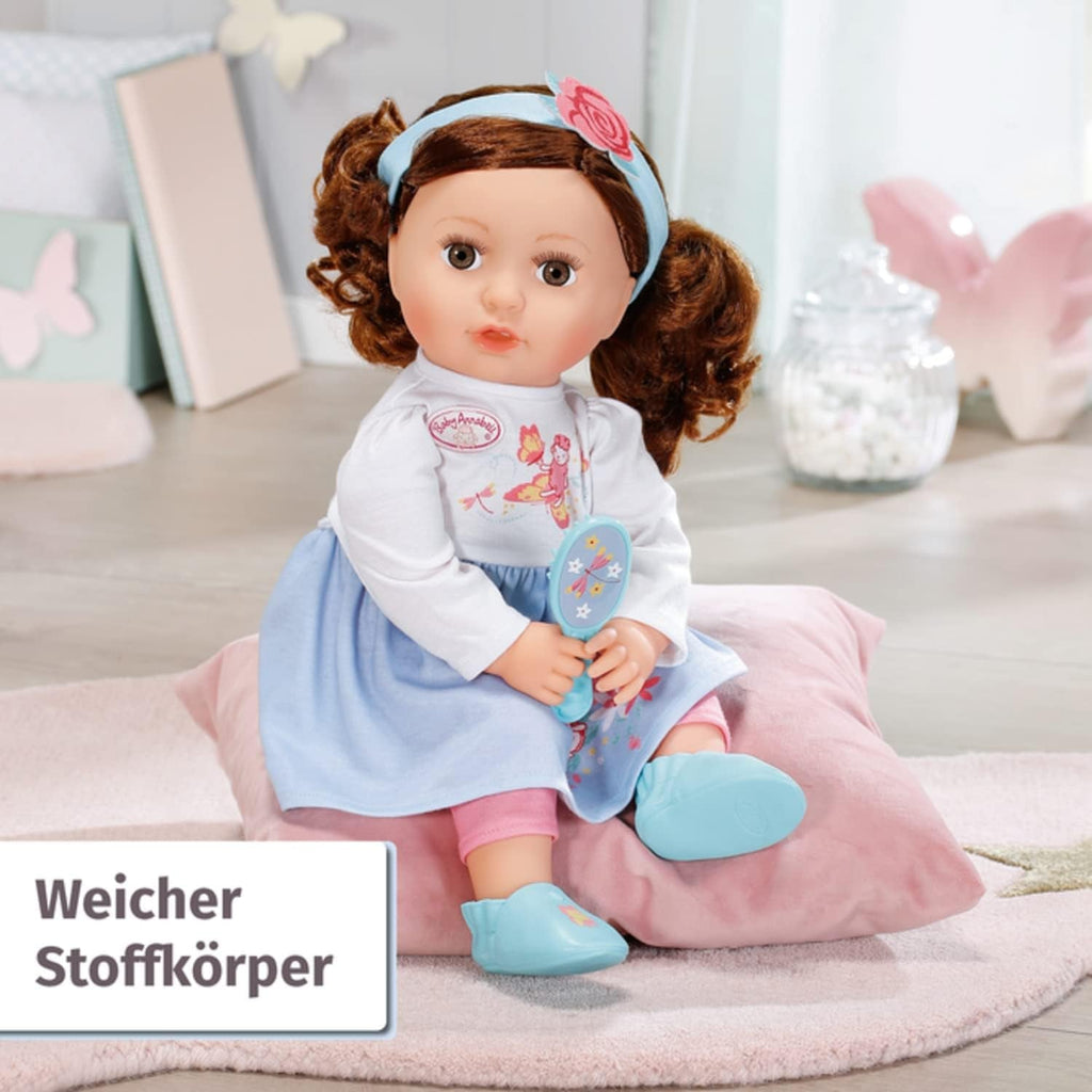 Baby Annabell Sophia Brunette 43Cm, păpușă moale cu păr lung castaniu, incl. haine pentru păpușă, bentiță și perie, 707234 Zapf Creation Papusi Naty Shop