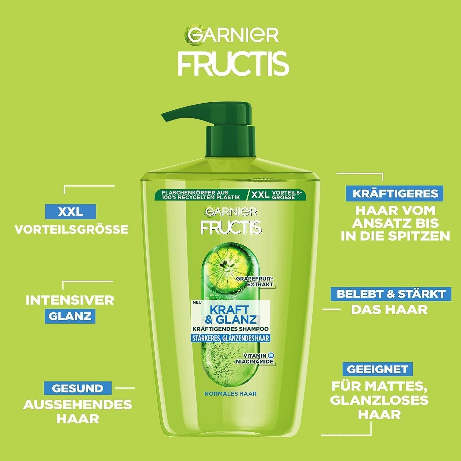 Garnier Fructis Strength And Shine Șampon de întărire cu extract de grepfrut XXL, 1 litru Duș și baie Garnier