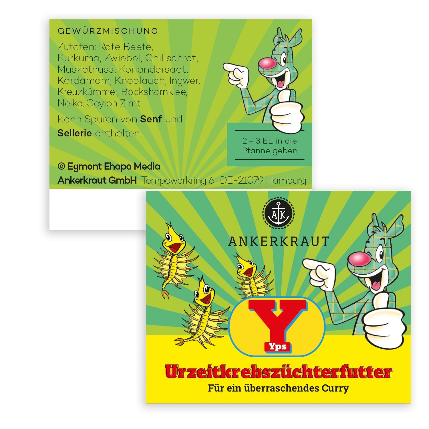 Ankerkraut x Yps Urzeitkrebszüchterfutter, Gewürzmischung für Reis, Gemüse und Snacks, mit Rote Beete, Kurkuma und Zwiebel, ohne Salz, 80 g im Korkenglas