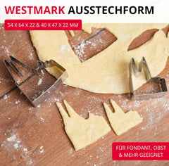 Formă de biscuiți Westmark Cologne Cathedral – Formă de biscuiți din oțel inoxidabil pentru fanii parfumului de Koln – Formă de biscuiți precisă pentru aluat, brânză, legume și decorațiuni de petrecere, 8 cm