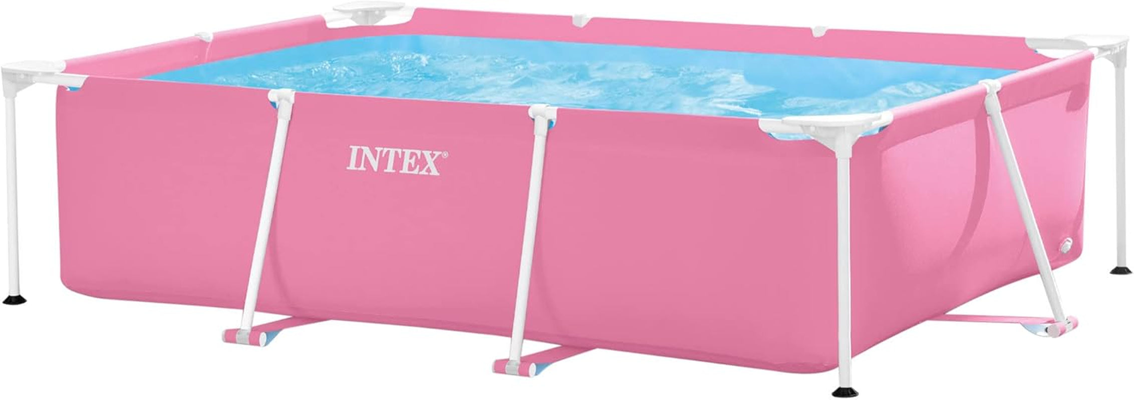 Intex 28266NP – Rechteckiger oberirdischer Pool mit Rahmen, 1662 l, Stahl und PVC, rosa, 220 x 150 x 60 cm