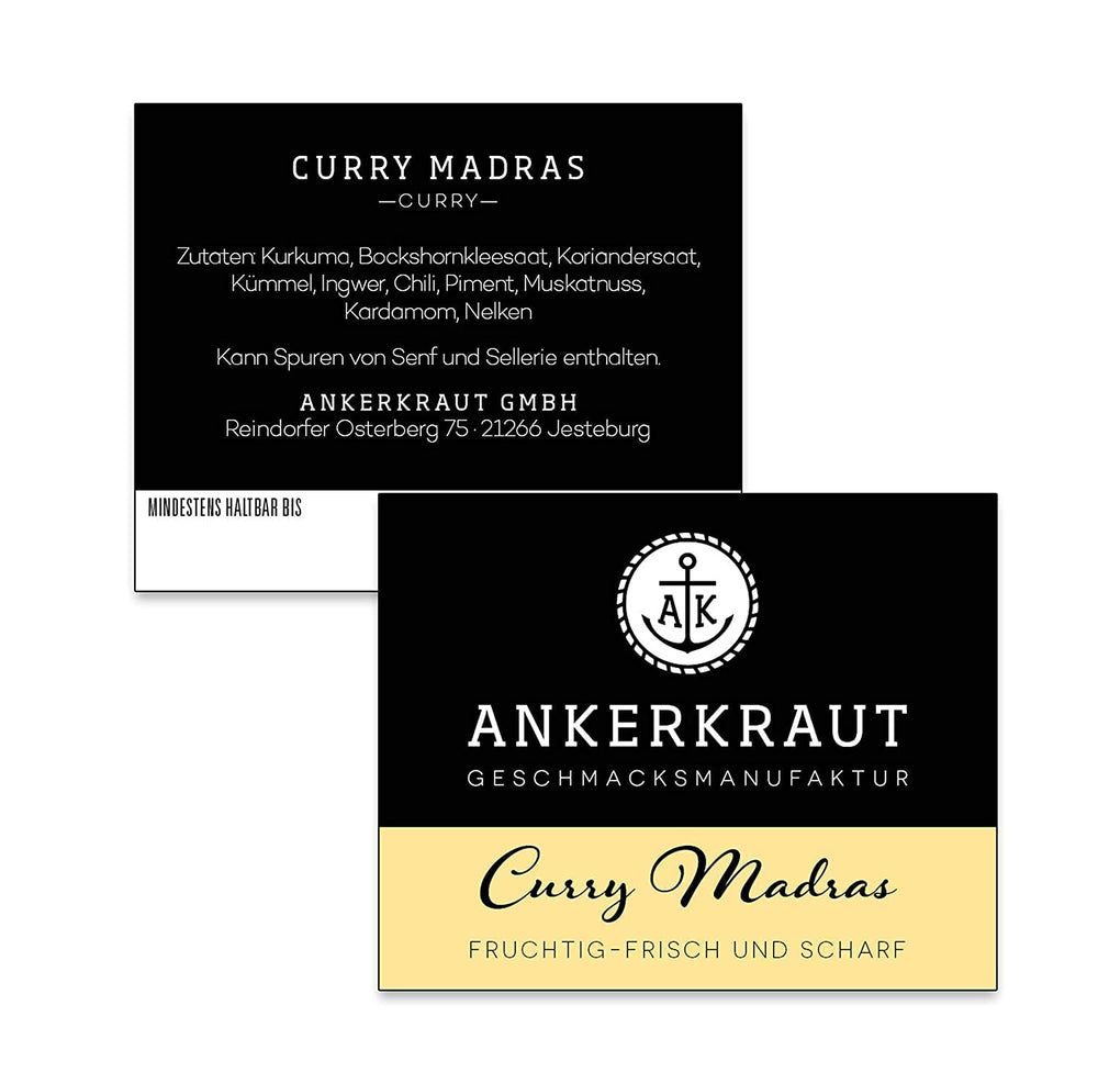 Ankerkraut Curry Madras, frisch-fruchtiges Curry-Pulver passend zu Fleisch, Fisch & Gemüse, mit Chili, leicht scharf, 130g im aromadichten Beutel