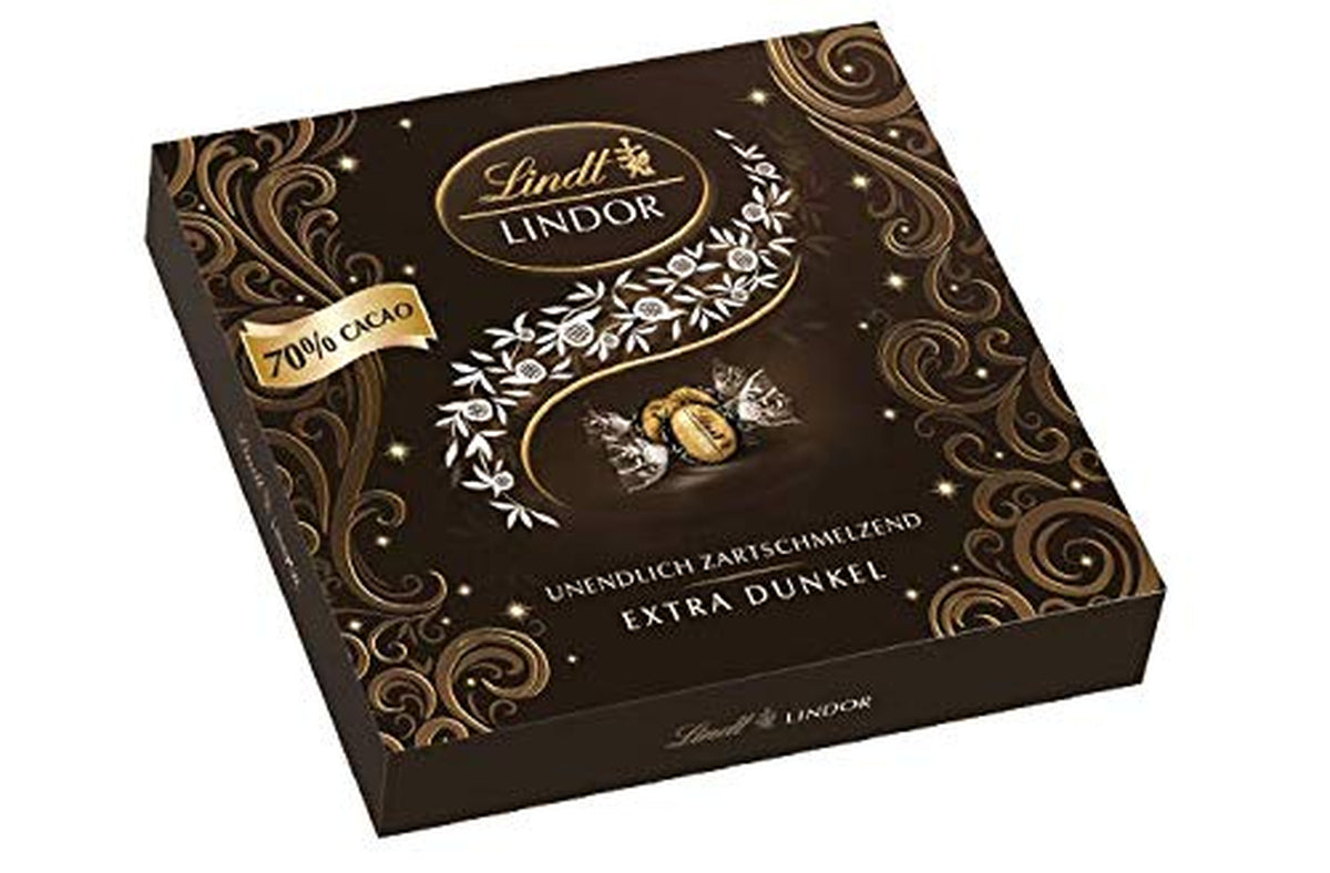 Lindt Geschenkbox LINDOR Extra Black 70% Kakao, Geschenkschokolade, ca. 15 LINDOR-Trüffel, 186 g