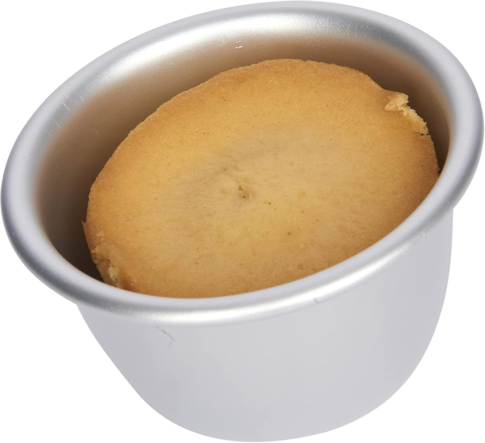 Kitchencraft Mini-Puddingformen aus eloxiertem Aluminium, 7,5 cm, Set mit 4 silbernen Backformen und Tabletts, Naty Shop