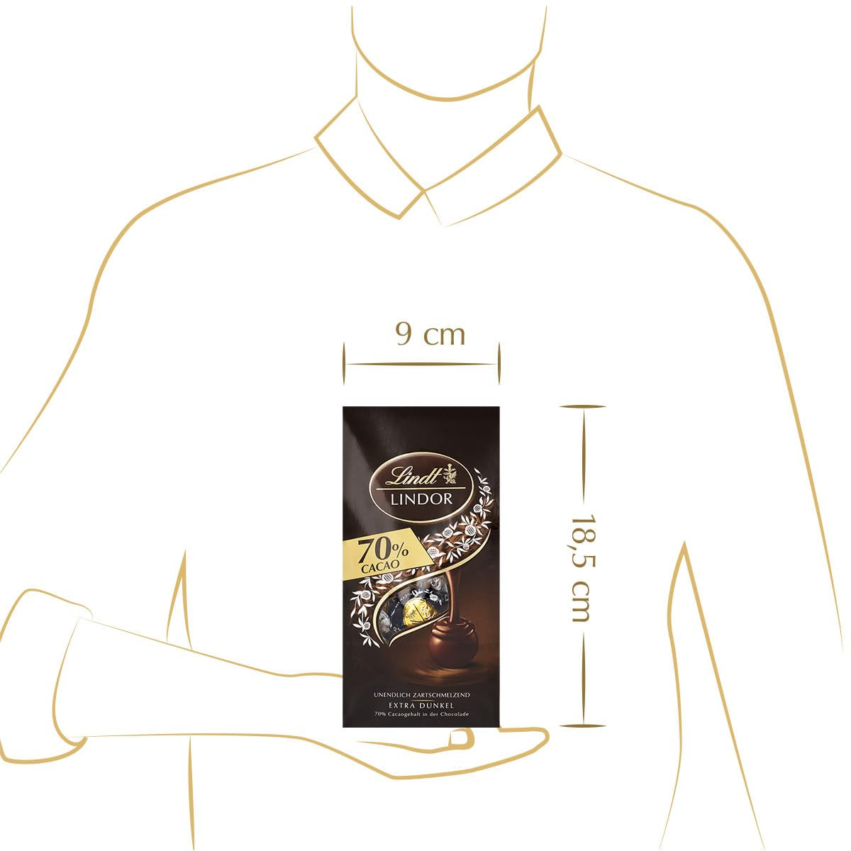 Lindor Schokokugeln 70 % extra dunkler Kakao | 137g Beutel | Ca. 10 Kugeln feiner Zartbitterschokolade mit zartschmelzender Füllung | Geschenk aus Schokolade | Schokoladengeschenk